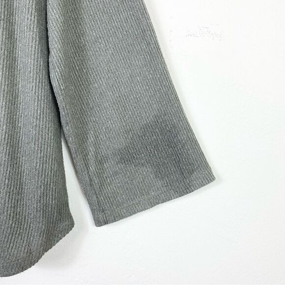 Maeve by Anthropologie Grey Ribbed Wide Sleeve Cowl Neck Sweater - Picture 3 of 6